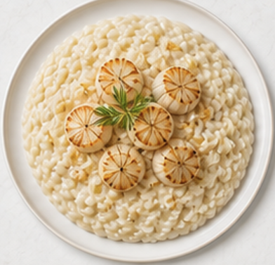 Risotto con Capesante — piatto pronto