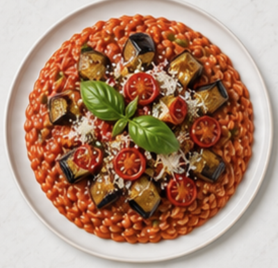 Risotto alla Norma — piatto pronto